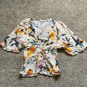 BCBGeneration Multi-color Floral Top with Tie Front